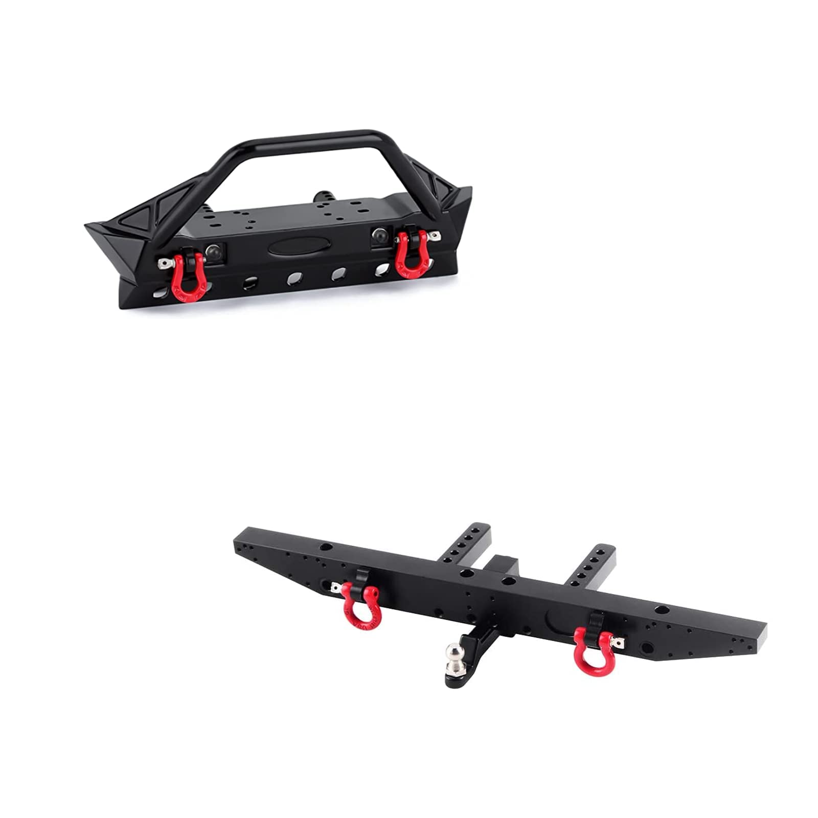 INJORA RC Front Bumper with LED Light and Trailer Hook RC Parts for 1:10 RC Crawler Traxxas TRX-4 Axial SCX10 SCX10 II 90046 SCX10 III AXI03007
