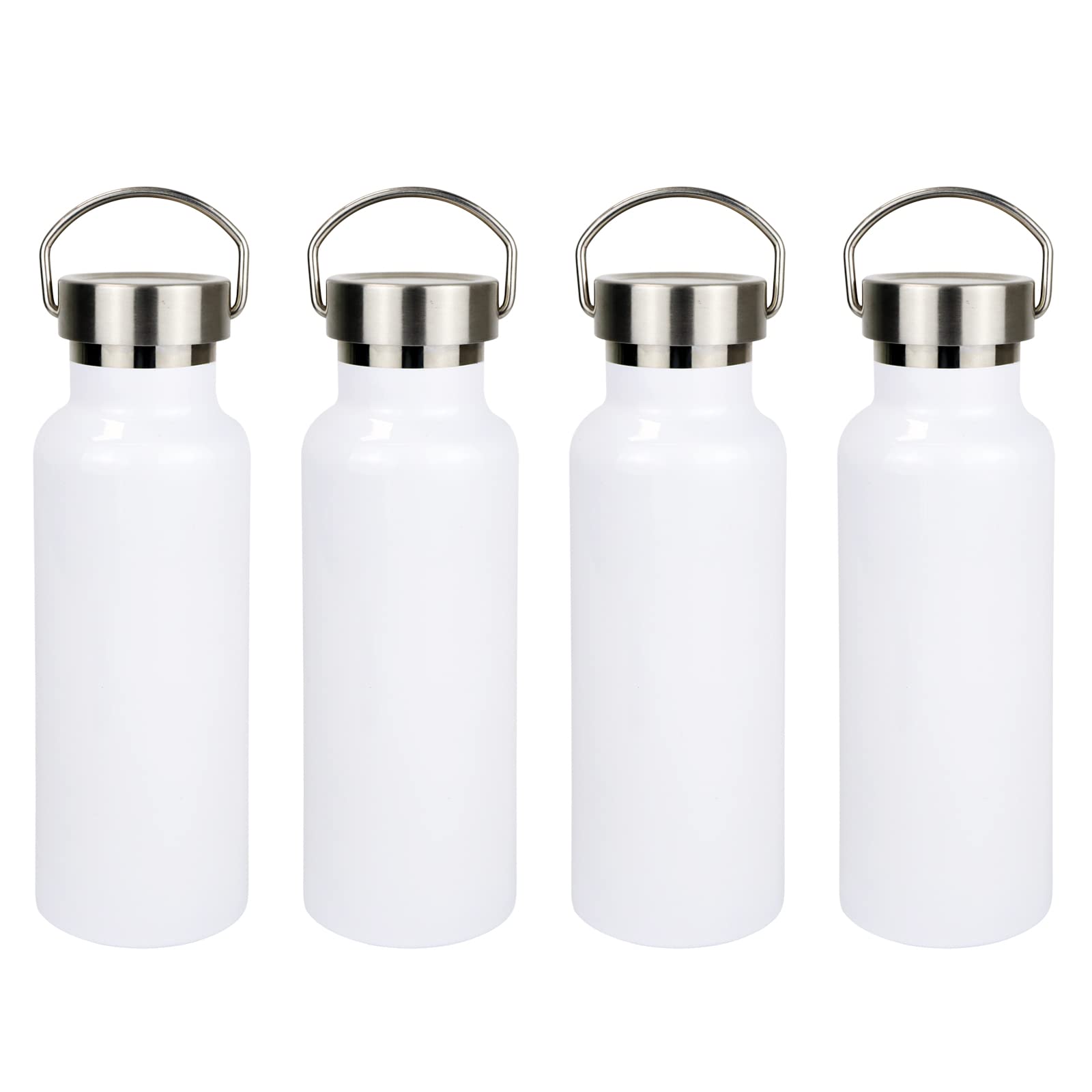Edelstahl-Wasserflaschengriff, auslaufsicher, 590 ml | 4 Pack 567.0 g Sublimation Edelstahl Isolierte Sportflasche Auslaufsicher Deckel für Radfahrer/Läufer/Wanderer Weiß