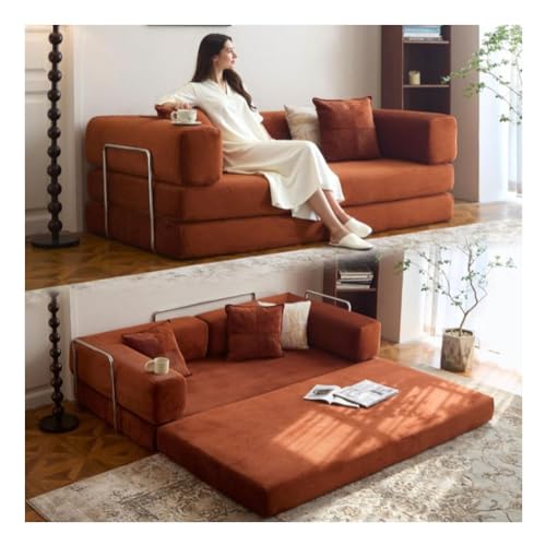Ghygetrich Puff Cama, Sofa Comprimido Sofa Cama Plegable Sofa 3 Plazas Oferta Sofa Modular Sofas Cama Sofa Espuma Comprimida Caramel 180 * 100 * 70cm