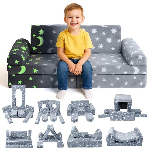 Recopilación de Juegos de sofás los mejores 5. 50 Sofá modular de 2 plazas para niños – 10 sofás de juego para niños que brillan en la oscuridad – Sofá creativo para niños para sala de juegos, sala de estar y recámara...
