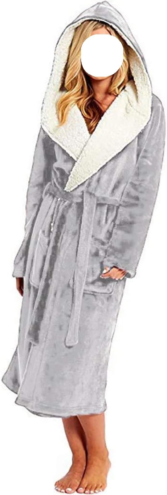 Accappatoio Accappatoi Lunghi da Donna in Pile di Peluche, Morbidi E Caldi, Pigiami Notte in Spugna Sherpa con Cappuccio Abbigliamento(D,S)