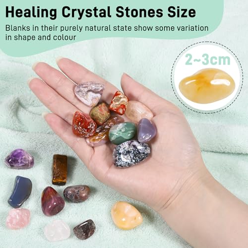 Zourglow 18 Pcs Healing Crystals Gemstones Set, Natural Polished Gem Stones, Lucky Pocket Stone for Yoga Balancing, Meditation, Reiki, Anxiety Stress Relief - Image 4