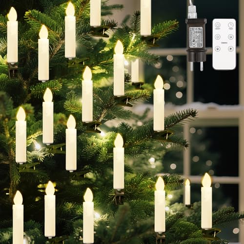 Lewondr Candela Kerzen Weihnachtsbaum, 30 LED Flackernd Flammenlos...