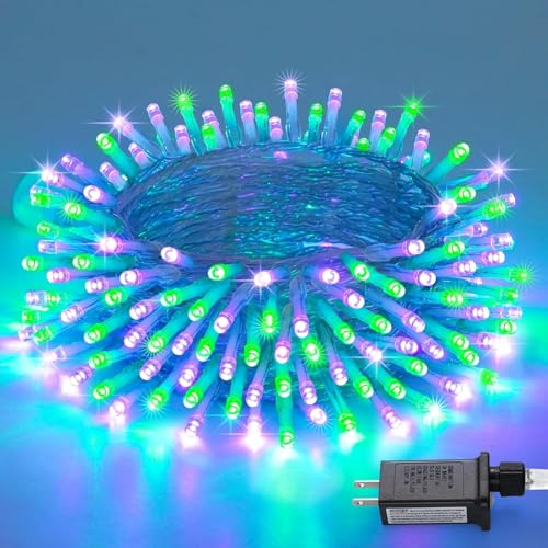 JMEXSUSS 200LED Halloween Lights Indoor Outdoor Purple Green Lights Plug in