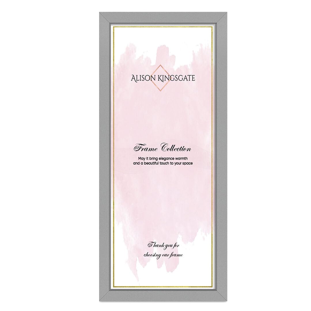 Alison Kingsgate 16X5 Light Grey Photo Frame – Engineered Wood Picture Frame with Shatterproof Perspex Front – Ideal for Certificates & Artwork – Wall Hanging – Multiple Sizes & Colors Available