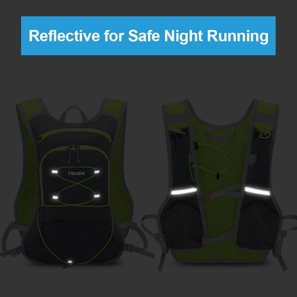 TEUEN Mochila de Hidratación con 2 litros Bolsa de Agua, Mochila Agua Mujer Hombre 6 litros Mochilas Trail Running Ligera para Correr Senderismo o Ciclismo Unisex Adulto