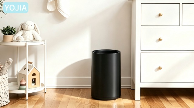 Image of 2.1 Gallon /8L Bathroom Trash Can, Small Garbage Can, Open Top, Modern Waste Basket, for Bedroom, Hotel Toilet, Kitchen, Office (Black)