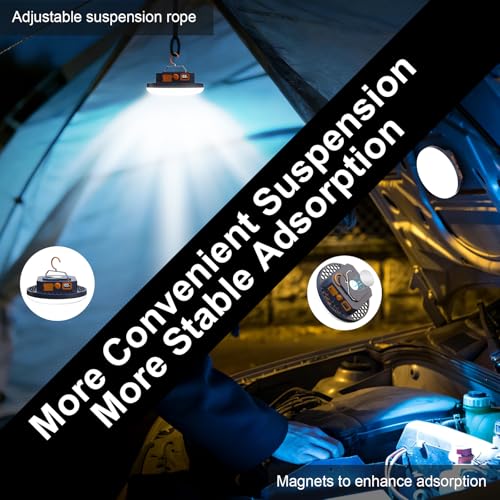 Image of 4000LM Flashlight Portable LED Camping Lantern Light 30W with Digital Display and Magnet , IPX5 Waterproof Tent Lights Light for Parents Christmas Gift