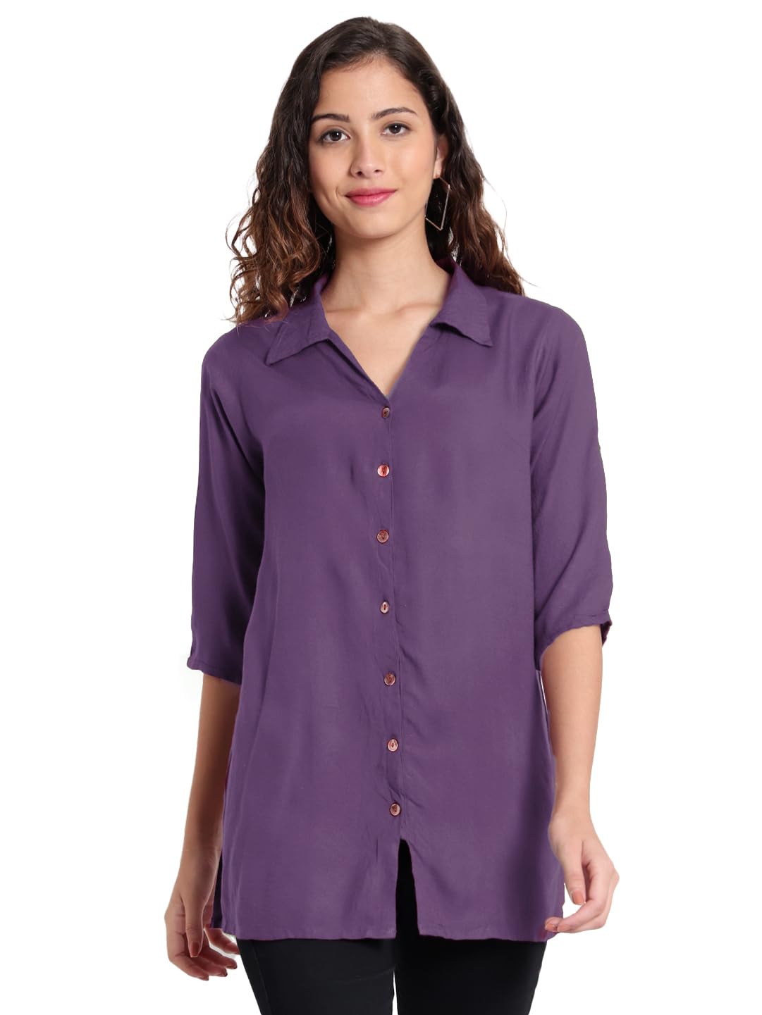 indietoga Women's Solid Rayon Longline Casual Shirts (Small to Plus Sizes 7XL)-picture-10