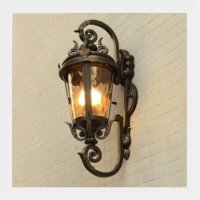 MCOSU Wall Lamp Victorian Traditional Retro Outdoor Wall Light Fixtures Black Fashion Exterior Wall Lantern Waterproof Sconce Porch Lights Wall Mount Sconce Compatible with Villa Garden Corridor Balcony (S photo 2