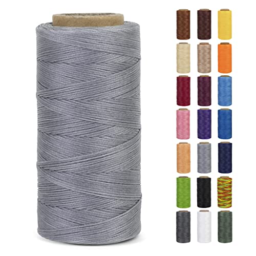 LEREATI Waxed Thread, 284 Yards 150D 0.8mm Leather Sewing Thread Flat Waxed Cord