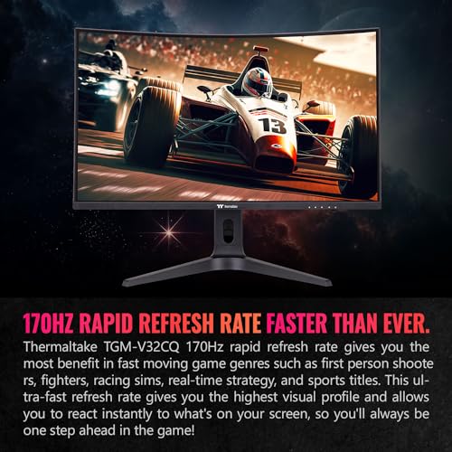 Image of Thermaltake TGM-V32CQ Gaming Monitor /32in /CurveQHD 2K 1440P /170 Hz Refresh Rate /Black, GM-GCE-32CEQB-US