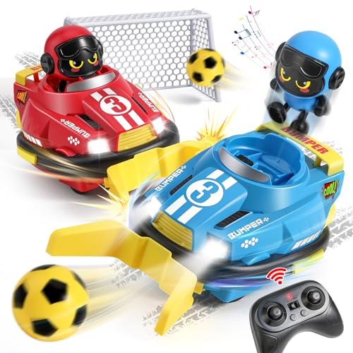 FRUSE Auto Tamponneuse Télécommandé,2.4 GHz Voiture Telecommandé Enfant,Voiture Télécommandée avec Musique et Lumière,Voitures de Football...