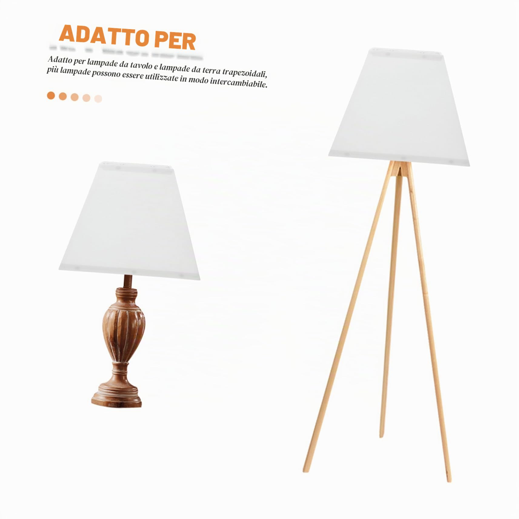 Paralume Quadrato 25 CM per Lampada da Tavolo e Lampada da Terra Struttura in Ferro, Facile da Rimuovere, Design Raffinato per Decorazione d'Interni