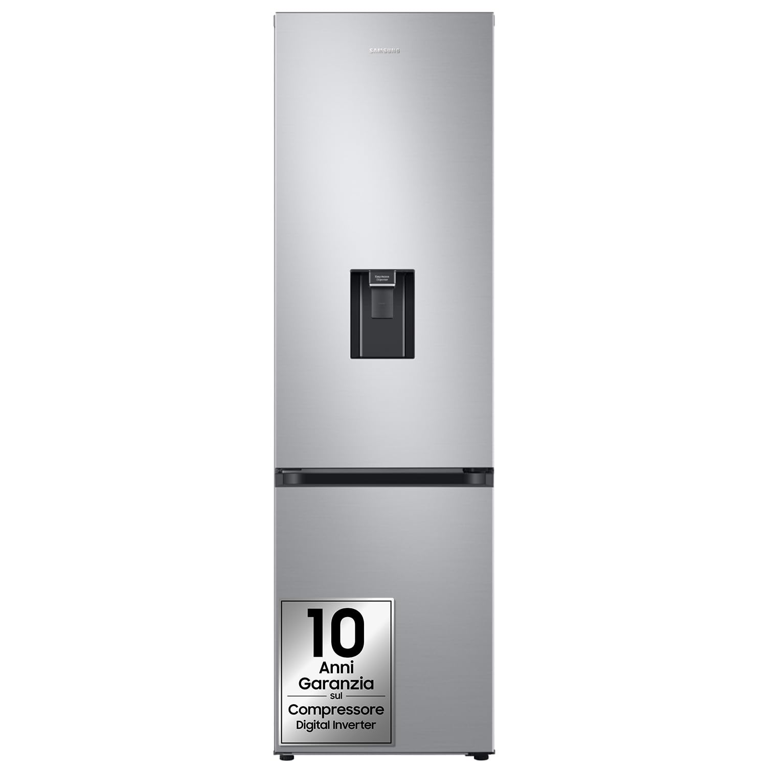 Samsung Frigorifero Combinato EcoFlex AI RB38C634DSA/​EF con Dispenser dell'Acqua, WiFi, SpaceMax, Total No Frost, Motore Digital Inverter Garantito 20 Anni, 386 L, LxAxP: 59,​5x203x65,​8 cm, Silver Inox