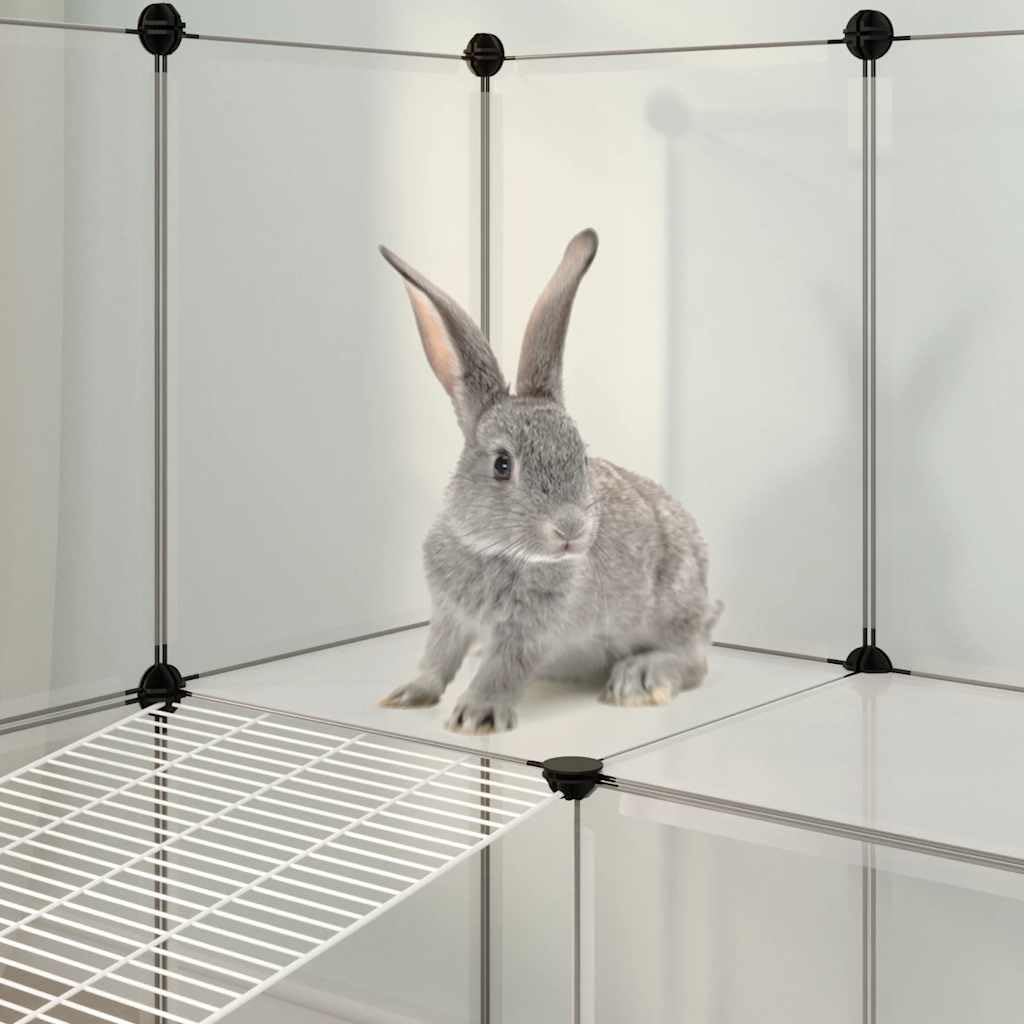 Modular Animal Playpen for Rabbits Guinea Pigs Hamsters, Large Transparent Indoor Outdoor Pet Cage with Sturdy Steel Frame, Customizable Enclosure 56 x 29.1 x 36.6 Inches