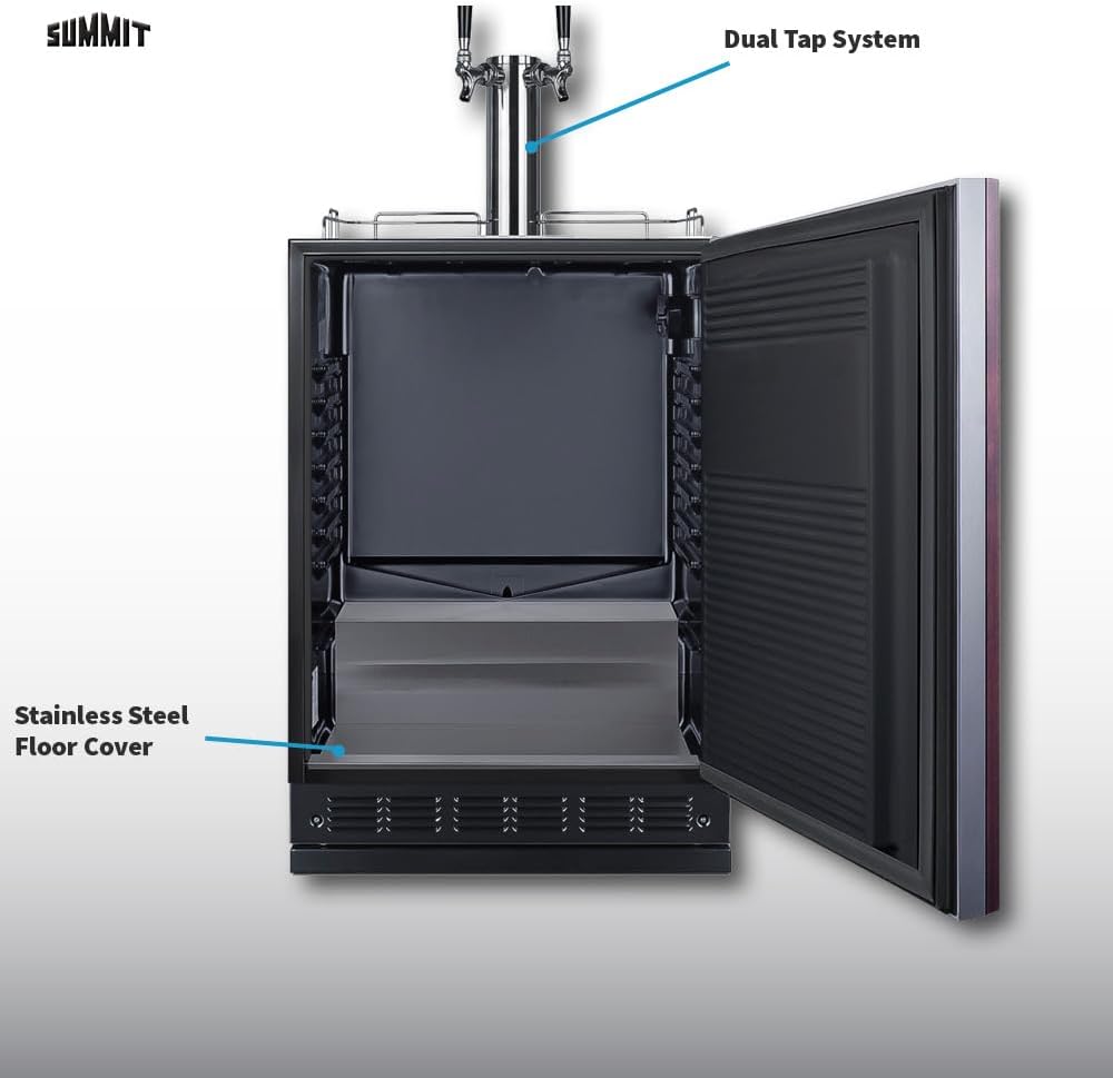 Summit 24" Undercounter Kegerator, Dual Tap Kit,*Panel Ready- SBC7BRSIF *Panel is not Included
