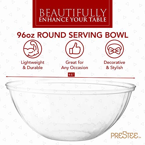 Clear Plastic Serving Bowls, 96 Oz. 6 Pack - Round Disposable Bowls, Punch Bowl, Party Bowl, Chip Bowl Containers - Great For Candy, Salads, Parties, & Serving Food - Large Salad Bowl Dish For Eating #TOP2
