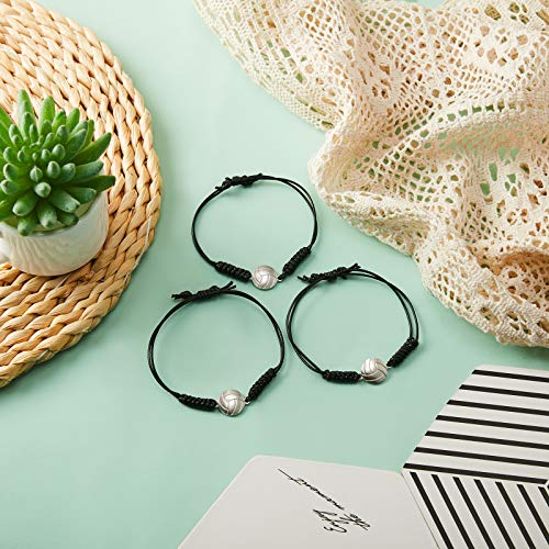 Hicarer 12 Pieces Volleyball Charm Bracelets Adjustable Woven Jewelry Volleyball Charm Bracelet Cord Braided Rope for Female Team Players4