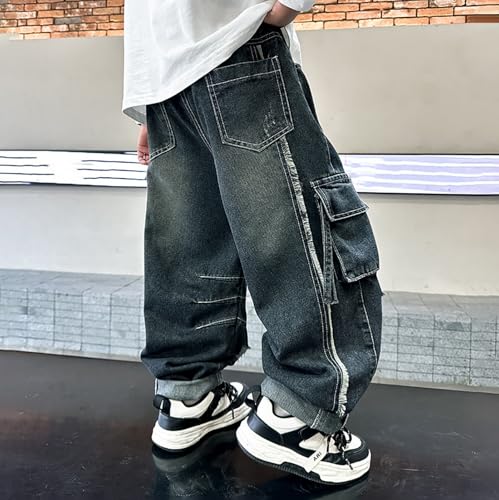 Boys Casual Straight Leg Jeans Comfortable Loose Fit Denim Pants with Front Pockets for Active Play2