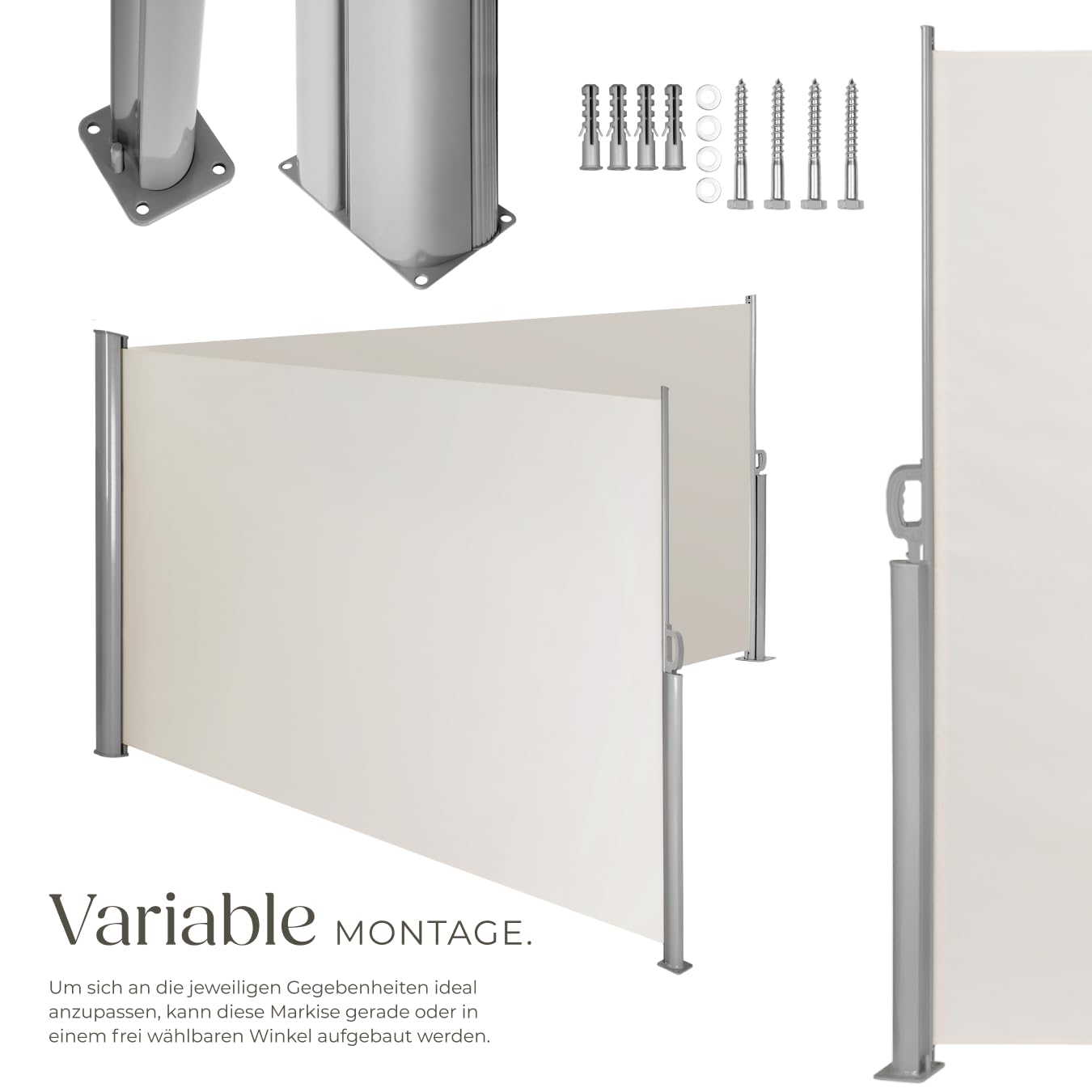 doppel sichtschutz markise tectake Aluminium Doppel- Seitenmarkise ausziehbar, Outdoor Seitenwand als Garten Sonnenschutz, Balkon Sichtschutz, Terrassen Windschutz, mit Aufrollmechanismus Size:29 x 2.35