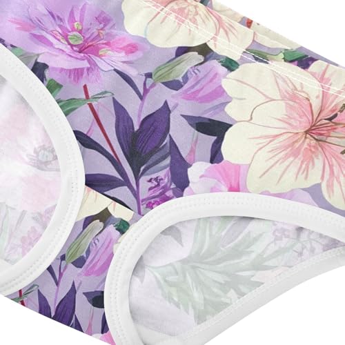 Pink Purple Lilies Floral Little Girl Panties Toddler Girls Underwear Cotton Personalized Briefs Underpants 2t4