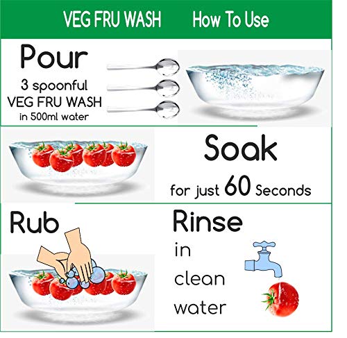 Image of Natural Fruit & Vegetable Wash Liquid 400ml x 2, Removes Pesticides, Wax & Bacteria, Food-Grade Disinfectant Works in 60 Sec, Patented & Scientifically Proven Premium Detoxifying Solution