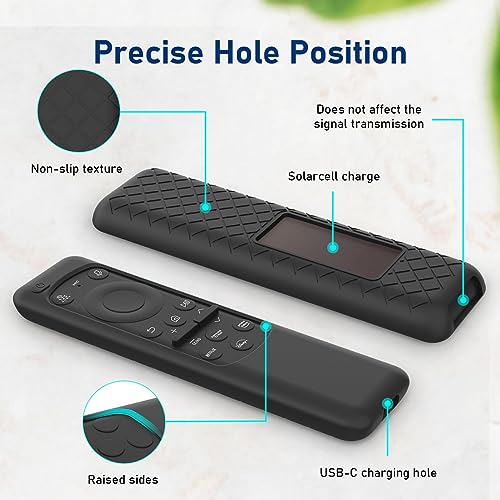 Image of Silicone TV Remote Cover Compatible with Samsung Smart TV Remote 2023 BN59-01432G BN59-01432A (Samsung Smart TV 2023 Model Solar Remote Cover - Style 8, Black - Style 8)