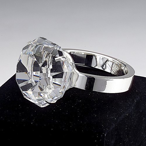 Amlong Crystal Large 3 inch Diameter Clear Crystal Diamond Ring Paperweight with Gift Box