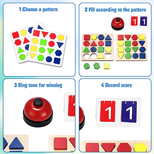 Montessori Learning Toys Shape Matching Puzzle Color & Shape Matching Brain Teasers Logic Game Preschool Educational Wooden Toys For Kids Boys Girls Age 3 4 5 6 7 Years Old Birthday Gifts For Kids #TOP4