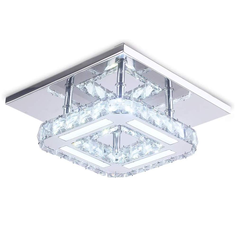 AUA LED Plafonnier Cristal, Lampe de Plafond Cristal Moderne Intégré Plafonnier carré, 18W 6500k pour Salon Chambre