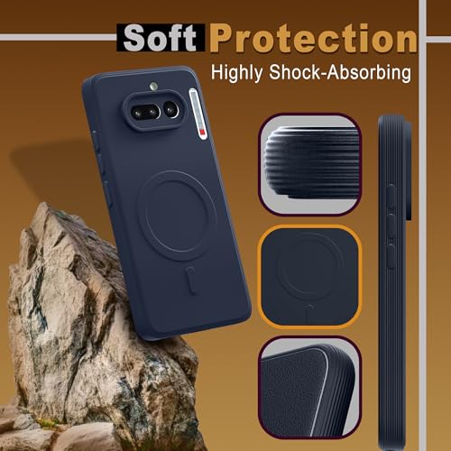 Image of Hupshy Back Cover for Nothing Phone 4a 5G Soft Matte Silicone Mag-Safe Design (Mag-Safe Not Support) Camera Protection | Slim Fit Bumper Cover (Blue)