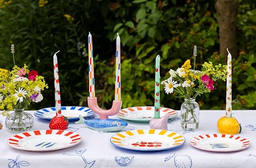 Talking Tables Bon Appetit Handgefertigtes Emaille-Teller mit Fisch-Design langlebig leicht perfekt für Outdoor-Dining Picknick Camping und Strand stilvolles Sommergeschirr spülmaschinenfest 20 cm