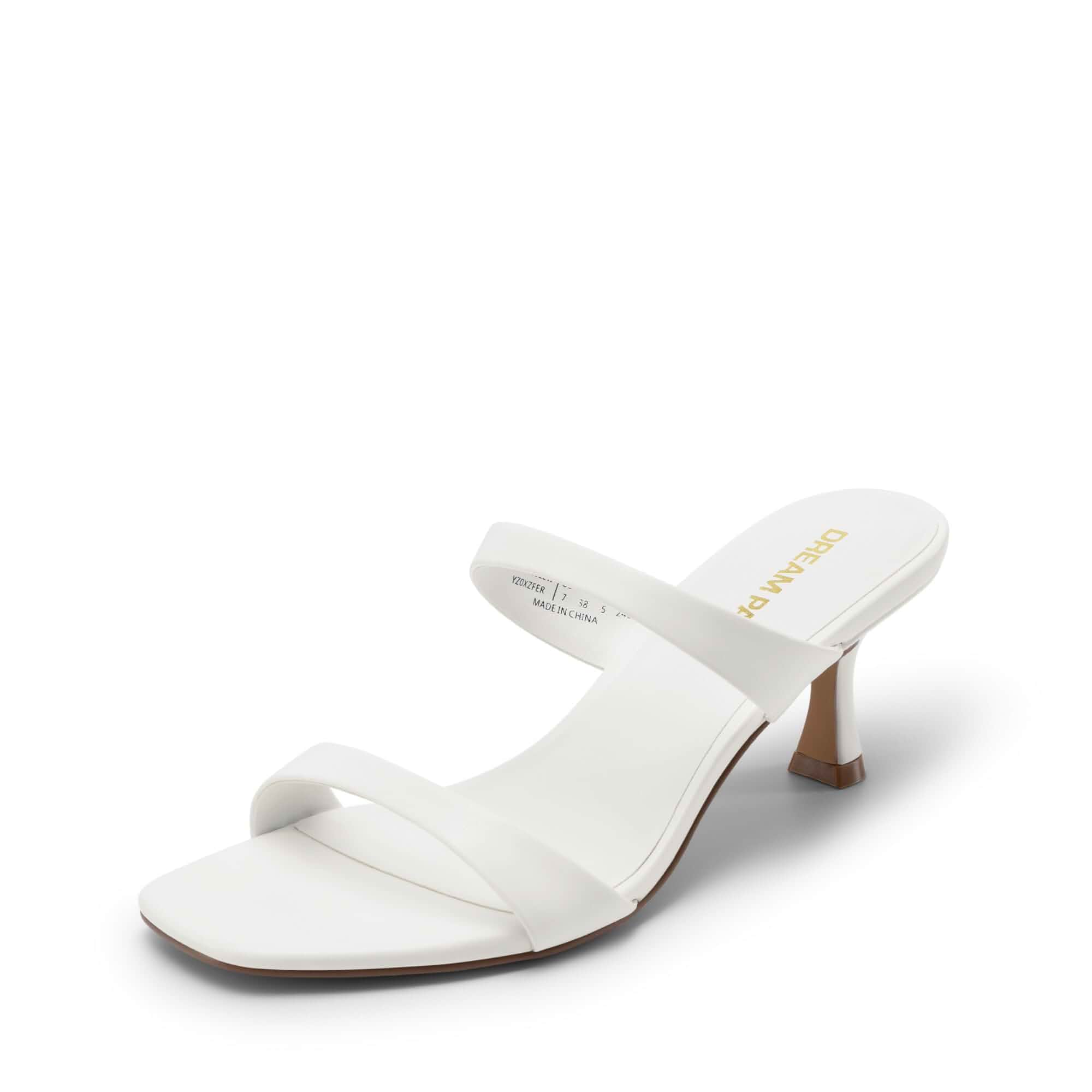 DREAM PAIRS Women's Two Straps Heel Sandal slip on low kitten heels,square toe 2.6 inch elegant dress shoes,casual summer mules,for party wedding vacation