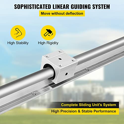 VEVOR 2X Linear Rail Set 4X Bearing Block SBR20-2200mm Shaft Rod Square Type Mechanical CNC Routers