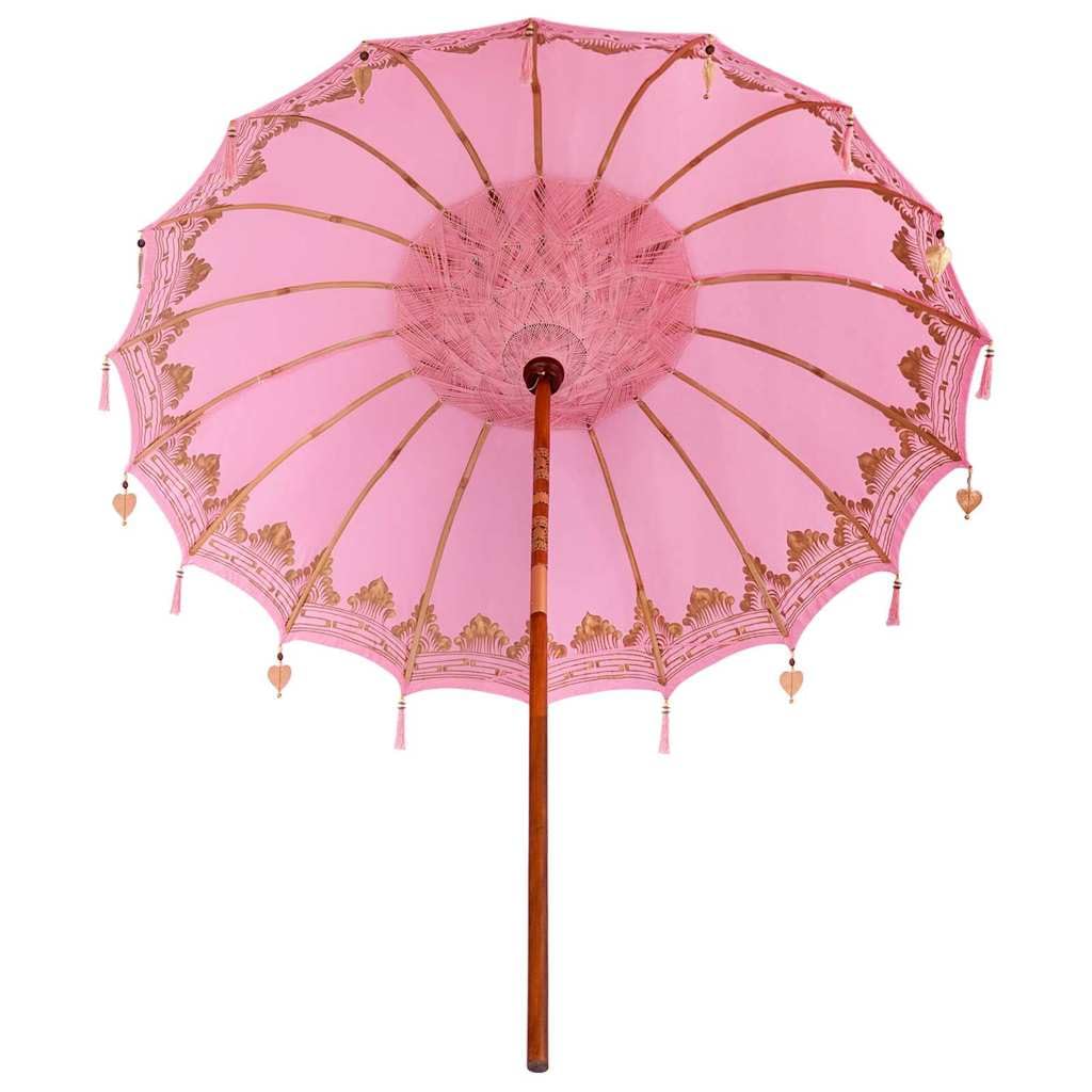 Ombrellone balinese, rosa, 215 x 215 cm, in legno massello
