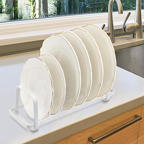 Slideep Pot Lid Holders, Cutboard Pan Bakeware Cookware Organizer Rack for Kitchen, Pantry, Cabinet, Storage Rack with 7 Dividers White - 2 Pack