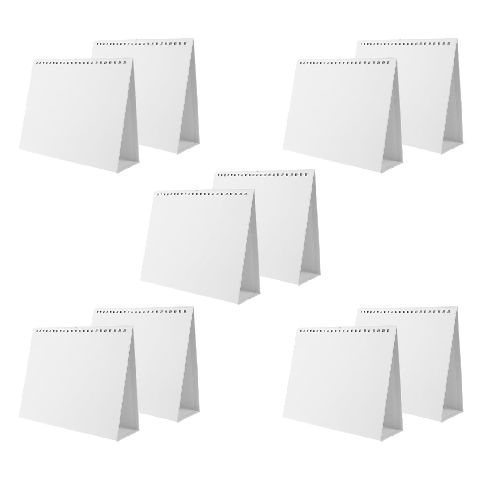 WRITWAA Blank Desk Calendar Base Reusable with Spiral Binding 10pcs and Foldable Triangle Stand, 8 Inch White Paper Table Calendar Binder Stand and Maximises Workspace Organisation