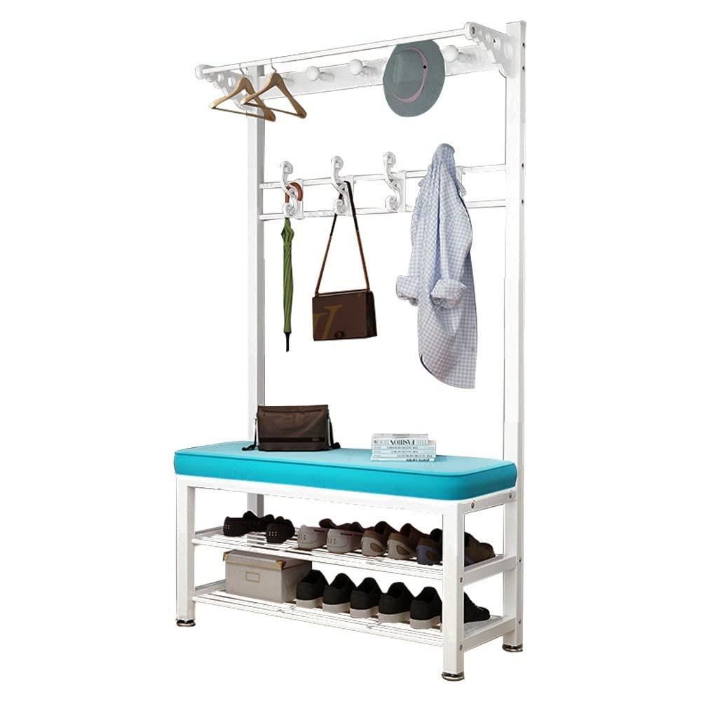 Porte-manteau sur tringle avec banc et étagère à chaussures pour couloir