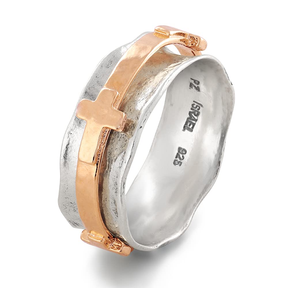 925 Sterling Silver Cross Spinner Ring by Paz Creations, Meditation Ring, Bohemian Jewelry For Women, Rose Gold, Yellow Gold, Sterling Silver ring.