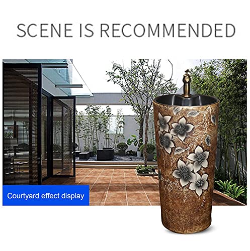 Yrra Modern Ceramic Bathroom Basin Sink With Full Pedestal And One Tap Hole Round Freestanding Sink Ceramic Basin Sink And Pedestal Bathroom,K #TOP2