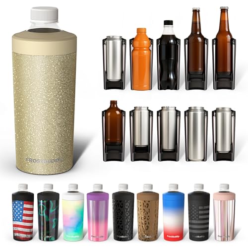 Image of Universal Buddy XL Can Cooler by Frost Buddy - Fits 12-ounce, 16-ounce, 20-ounce, and 24-ounce Cans and Bottles - Keep Your Drinks Refreshingly Chilled for over 12 hours. (Champagne Glitz)