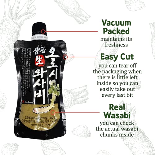 Samkwang Horseradish Paste 3.53 Oz (100 G), Seafood Meat Food Sauce, Sushi Sashimi Spicy Paste, Wasabi Tube #TOP2