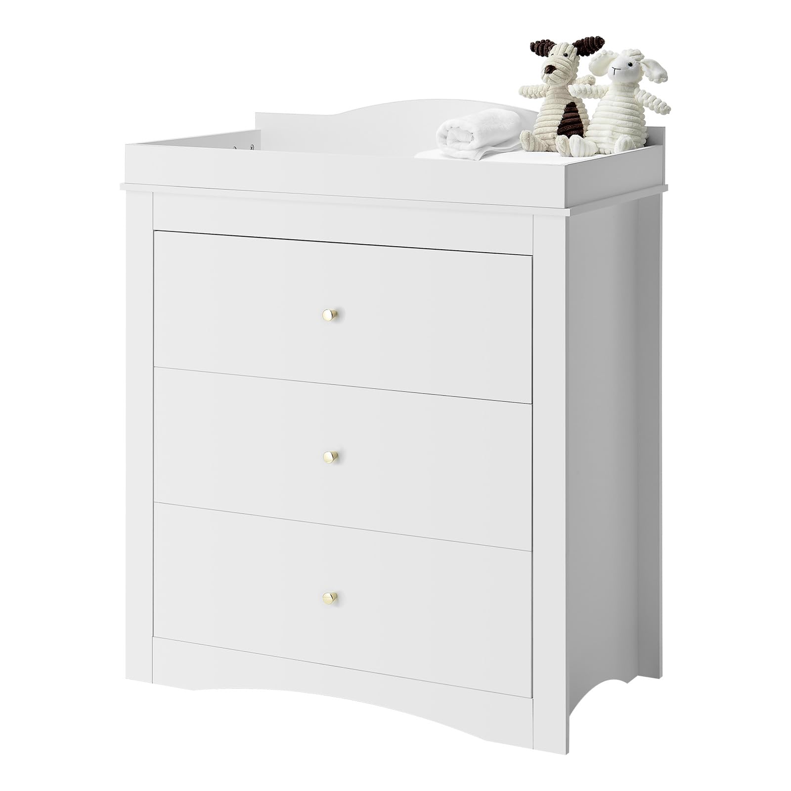 VEVOR Cambiador, Cambiador Moderno y Multifuncional de Pañales para Bebé 462 x 851 x 1010 mm con 3 Cajones y Organizador de Almacenamiento, Carga de 45,36 kg para Habitación Infantil, Blanco