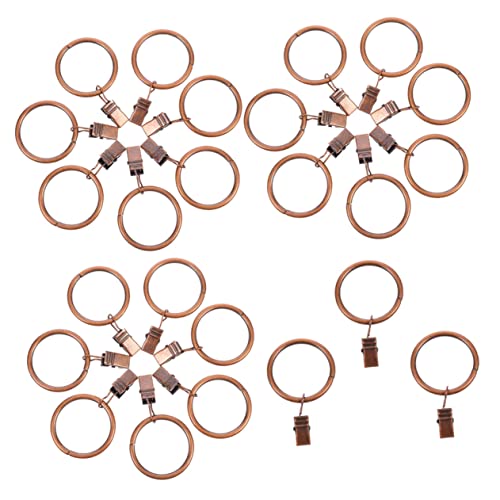 Yardenfun 40pcs Curtain Rings with Clips Vintage Home Drapery Rods for Shower and Window Curtains Sturdy Design with Inner for Bathrooms Living Rooms and More