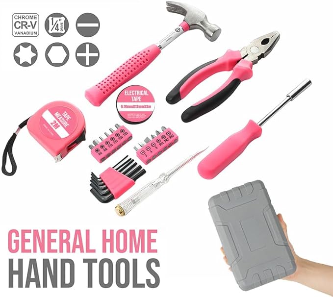 Kit de Herramientas Manuales 24 Piezas Rosa para Hogar - LIRFIX miniatura 7