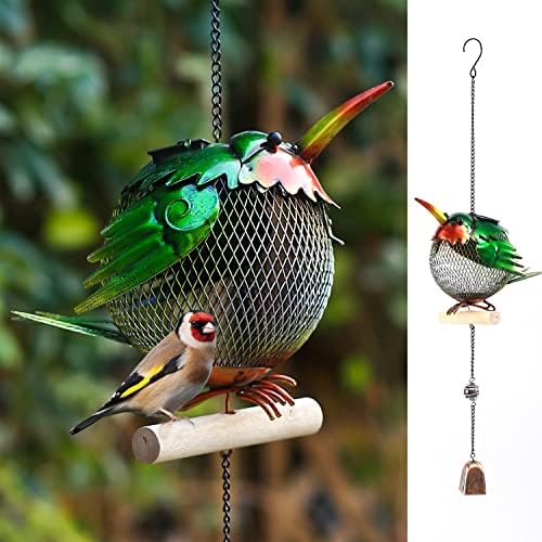 Metal Solar Bird Feeder,Squirrel-Proof Bird Feeders for Outside,Cute Animal Shaped (Hummingbird Shaped)