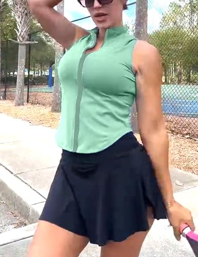 Image of Women's Workout Activewear Vests Cropped Sleeveless Yoga Athletic Golf Shirt Tank Tops