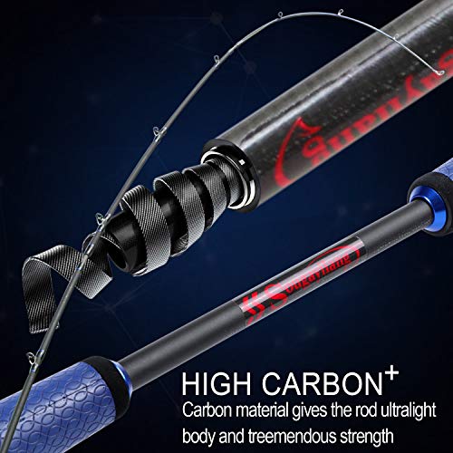 Sougayilang Speed Bass Angelruten, tragbare leichte, kohlenstoffreiche 4-teilige Rohlinge für das Süßwasserfischen… – Bild 6