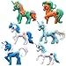 GIFTEXPRESS® 12 pcs Individual Packed Magical Unicorn Ponys Unicorns Figure and Unicorn Stickers Sheets for Girls Birthday Party, Valentine's Day Goodies Bag